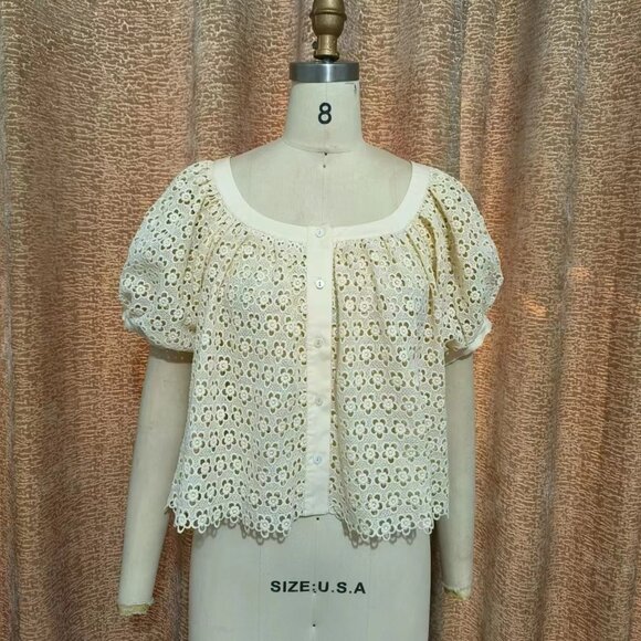 ANTHROPOLOGIE: Eyelet Top - Picture 4 of 5